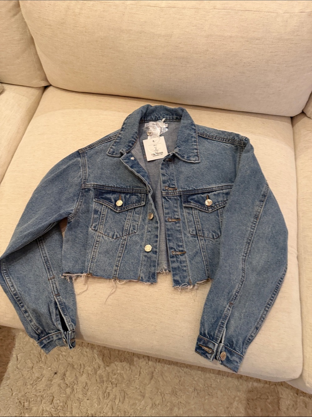 The Perfect cropped blue jean denim jacket Adika size S *blogger